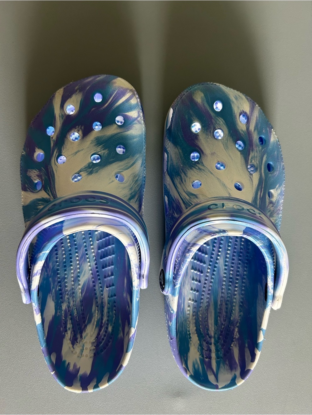 CROCS womens  Swirl Purple and Blue Clog
